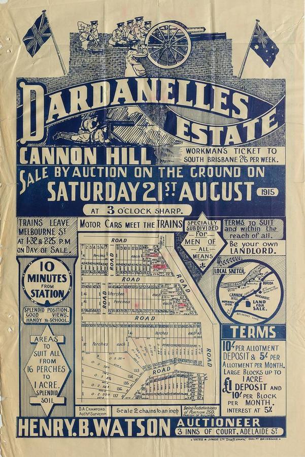 Auction plan of a land subdivision, showing numbered allotments and sale terms